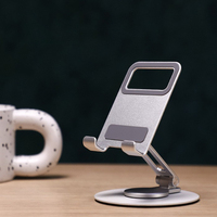 Nouveautés Support de téléphone portable universel pliable en aluminium pour bureau, accessoires de téléphone portable, support de téléphone portable rotatif portable en métal pour bureau