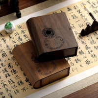 Boîte Cadeau Vide en Bambou/Bois pour Thé, Boîte de Rangement à 6 Compartiments pour Thé Pu'er, Boîte d'Emballage Mini en Forme de Livre pour Thé Vert et Orange, Idéale pour les Amateurs de Thé