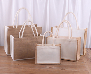 Reusable Fashion Lightweight <strong>Jute</strong> <strong>Tote</strong> <strong>Bag</strong> Drawstring Handle Eco-Friendly Large Capacity Promotional Custom Logo Shopping <strong>Bag</strong> - Product Image 1
