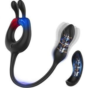 Masajeador de Próstata con Control Remoto, 10 Vibraciones, Doble Motor, Dildo Vibrador de Silicona, Tapones Anales para Hombre - Product Image 1