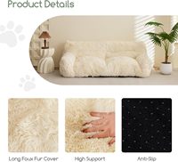 Lit pour animaux de compagnie en peluche longue et moelleuse pour humains, mousse à mémoire de forme, amovible, grand canapé confortable pour le sol, canapé géant pour humains et chiens