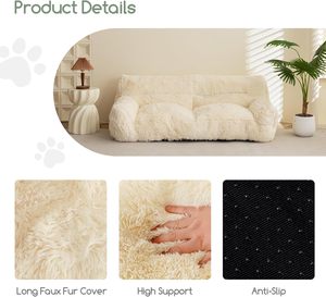 Cama para Mascotas de Peluche Larga y Suave, Espuma Viscoelástica, Extraíble, Sofá de Piso Grande y Cómodo, Sofá Gigante para Perros y Humanos - Product Image 6