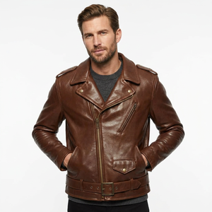 Chaqueta Clásica Bomber de Poliéster con Puños Acanalados, Cierre Frontal con Cremallera, Interior de Forro Polar Cálido, Chaqueta de Cuero Ecológica de Grosor Medio - Product Image 1