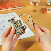 Tonecheer Grosir LED 3D Puzzle Kayu Model Kafe Mocha Toko Roti DIY Miniatur Diorama untuk Kerajinan Mainan Hadiah Toko