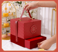 Boîte d'emballage alimentaire portative de qualité supérieure personnalisée boîte à tiroir double couche pour gâteau de lune biscuit vente en gros boîte cadeau blanche à double ouverture pour porte