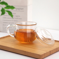 Tasse à thé en verre à haute teneur en borosilicate de 300ml résistant à la chaleur avec couvercle et infuseur