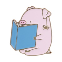 Pins Esmaltados de Cerdito Rosa y Araña Leyendo un Libro, Broche de Obras Clásicas de Literatura Infantil, Joyería de Solapa, Regalo para Amantes de los Libros