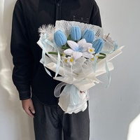 CLTF Exquisites Geschenk Twist-Stick Tulpen-Lilien-Strauß Künstliche Blumen Handgefertigtes Muttertag- und Abschlussgeschenk Twist-Stick Blumenstrauß