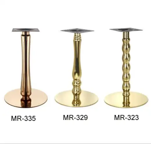 Base de tabela de aço inoxidável, pernas de mesa em ouro ou cromado para parte superior de mesa grande