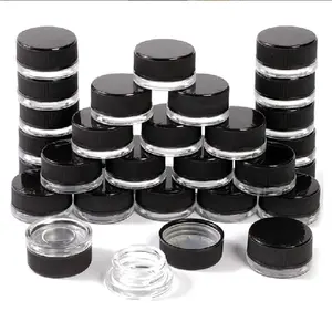 Glass Containers 3ml 5ml 7ml 9ml Concentrate Jars with Black Lids for Eye Cream Cosmetics