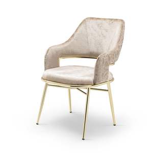 Silla de Comedor Rosse Moderna Europea Tapizada en Terciopelo con Patas de Metal, Muebles para Oficina en Casa, de Turquía - Product Image 4