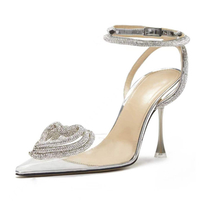 Tacones Altos de Cristal con Forma de Corazón y Pedrería para Mujer, de Alta Calidad, Modernos, con Punta Cubierta, Talla Grande - Product Image 5