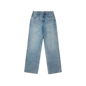 Classic Blue Denim Jeans <b>Women</b> High Waist Straight Cut Casual Pants Everyday Comfortable Wear Solid Color Bottoms - Product Image 6