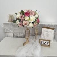 Bouquet de fleurs artificielles blanches et roses, hortensias, ranunculus, petit centre de table, idéal pour les décorations de mariage et d'événements
