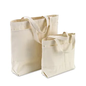 New Wholesale e Bolsa de compras grande Eco Organic Canvas Tote Canvas Tote Bag With Pocket