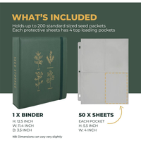 Binder Penyimpanan Benih Kulit PU, Organizer Paket Benih, 50 Lembar Pelindung untuk Menyimpan Benih Kebun