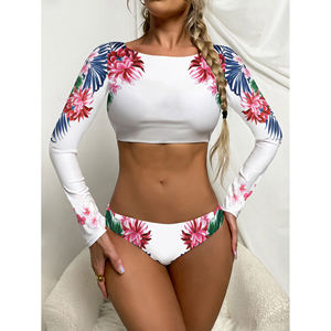TW1152 Fabrik Großhandel Fitness Badeanzug Frauen Swim Shirt 2021 Langarm Surfing Bikini Custom Zweiteilige Bade bekleidung - Product Image 4