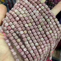 Perles de pierre cubique à facettes en gros perles carrées en rhodochrosite naturelle 6*6mm pour la fabrication de bijoux