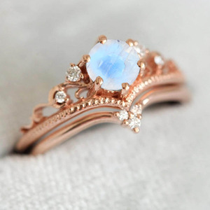 925 Silver aquamarine Women's Engagement <b>Ring</b> With Round Topaz And Diamond Pave Crown Setting Romantic Style - Product Image 2