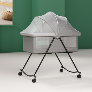 Cuna Portátil Plegable Moderna TC con Ruedas, <span class=keywords><strong>de</strong></span> Metal y Algodón, Multifuncional, con Mosquitera, <span class=keywords><strong>para</strong></span> Dormitorio, <span class=keywords><strong>de</strong></span> 0 a 36 Meses - Product Image 6