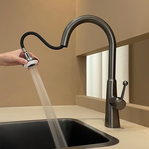 Milky White Kitchen Faucet Single Handle Pull Out Spray Deck Mounted Minimalist Style Ceramic Valve Core - Product Image 2