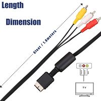 Cable AV de 1.8M para PS2, Cable de Audio y Video con 3 Conectores RCA para TV, Compatible con Consolas de Juegos PS1/PS2/PS3