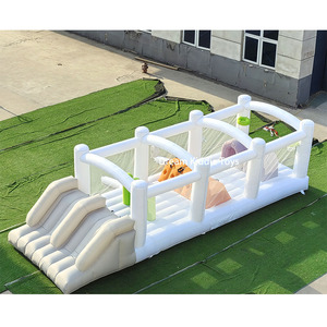 Circuito de Obstáculos Inflable para Niños, Castillo Hinchable, Parque de Atracciones, Casa de Brinco Blanca, Circuito de Obstáculos Infantil con Tobogán para Fiestas - Product Image 1