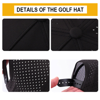 Casquettes de baseball à 5 panneaux avec logo personnalisé, imperméables, découpées au laser, chapeau de golf avec patch en cuir