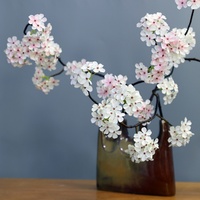 Fleur artificielle en soie à longue tige, fleur de poirier, ornement floral de style chinois pour la décoration esthétique de l'intérieur de la maison