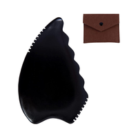 Logo personnalisable en gros Pierre de jade en forme de cœur pour outil de massage anti-âge du visage Obsidienne noire Gua Sha 105x65mm