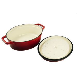 Grande <span class=keywords><strong>cocotte</strong></span> ovale de haute qualité en fonte émaillée four hollandais four antiadhésif rouge sans danger pour le gaz et l'induction - Product Image 3