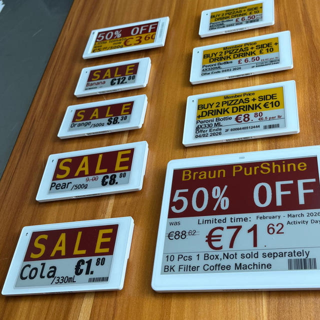 New E Ink Display Digital Price Tags 2.13 Inch BWRY Eink Epaper Epd Eas System Bluetooth Ble Api Nfc Esl Electronic Shelf Labels