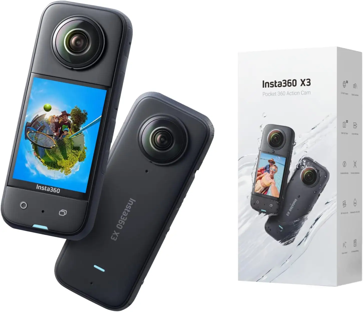 방수 Insta360 X3 액션 카메라 1/2 "48MP 센서 5.7K 360 활성 HDR 비디오 72MP 360 사진 4K 단일 렌즈 60fps