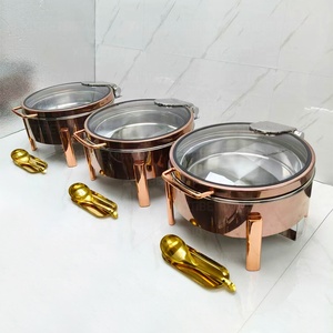 Plat de service électrique 6L en acier inoxydable et verre, couleur or rose, pour buffet, mariage, hôtel, traiteur, luxe, modèle Redondo saoudien - Product Image 6