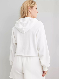 <span class=keywords><strong>Sudadera</strong></span> con capucha personalizada con cuello en V, estilo Henley, con costuras expuestas y dobladillo sin rematar, top holgado informal para mujer - Product Image 4