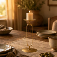 Porte-bougie en métal minimaliste, décoration géométrique, centre de table, salle à manger
