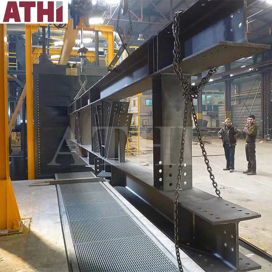 Madencilik makineleri yapısal kaynaklı parçalar kumlama ve boyalı çizgi sprey kaplama makinesi Metal kür fırın proses akışı
