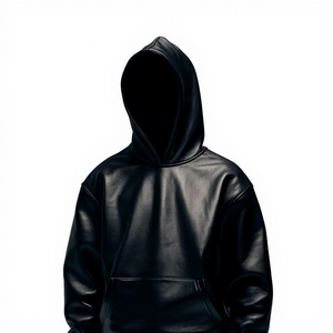 Custom Men's Leather Hoodie <b>Jacket</b> Premium PU Leather Hooded <b>Jacket</b> Casual Streetwear OEM ODM Wholesale Manufacturer - Product Image 1