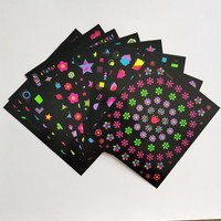 En stock, vente en gros, autocollants fluorescents pour nail art, autocollants brillants pour filles, couleurs néon, accessoires de luxe pour ongles