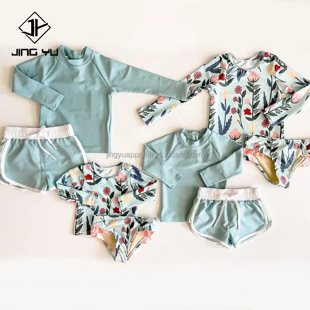 Hot Selling Custom Design Shirt Set Toddler Bikini Cute Vest Shorts 2 Piece Girls Swimwear Training Child Support