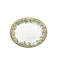 Plaque de carte blanche jetable de 300g au design moderne motif de plante verte fraîche ovale pour les dîners et le printemps nouveau produit