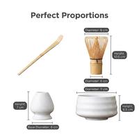 Meilleure Vente : Ensemble de 4 Outils à Matcha Faits Main – Fouet à Matcha Chasen en Bambou Violet et Blanc à Long Manche