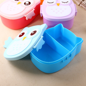 Cute Cartoon Owl Lunch Box For Children <b>Plastic</b> Bento Box With <b>Lid</b> Food Storage Student Meal <b>Container</b> - Product Image 2