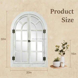 <span class=keywords><strong>Espejo</strong></span> de Pared Arqueado, Espejos de <span class=keywords><strong>Ventana</strong></span> para Decoración de Paredes, Marco de Madera, Decoración Rústica, Espejos Decorativos Blancos para Pared con Aspecto de <span class=keywords><strong>Ventana</strong></span> - Product Image 3