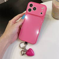 Casing HP Kaca Temper Warna Permen Gaya Ins Desain Terbaru 2026 untuk iPhone 14 15 16 17 18 Pro Max dengan Liontin Hati
