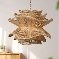 Lampe suspendue en rotin écologique artisanale, abat-jour tissé, style européen antique, lustre d'intérieur, lampe suspendue minimaliste