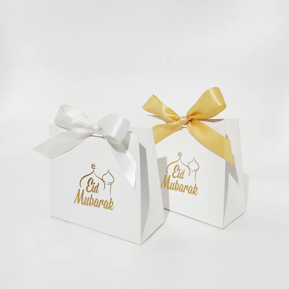 Рамадан Мубарак, коробки для конфет, Золотая лента, свадебные коробки для конфет, коробка для торта, для украшения вечеринки, Y337
