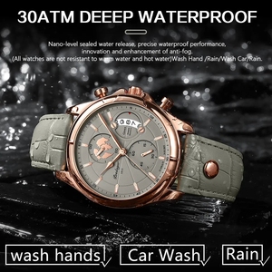POEDAGAR-<span class=keywords><strong>Montre</strong></span> chronographe en acier inoxydable pour homme, <span class=keywords><strong>montre</strong></span>-bracelet à quartz, mode lumineuse, 989 - Product Image 5