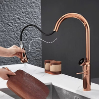 Robinet de cuisine ELOILO de luxe doré à poignée unique, multifonctionnel avec affichage numérique de la température, eau chaude et froide, jet de pluie