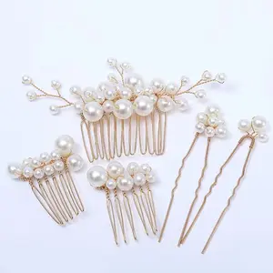 Bridal Wedding Hair Combs Pearl Hair Pins Clips Headpiece Vintage Hair Accessories Jewelry With Pearls For Brides Bridesmaids